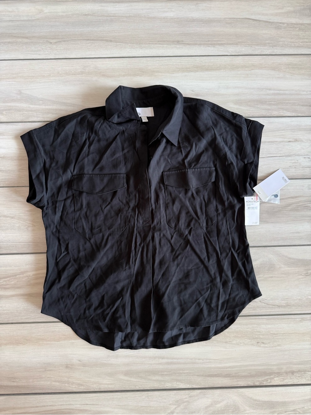 Nordstrom Rack Blouse With Collar Black Large NWT